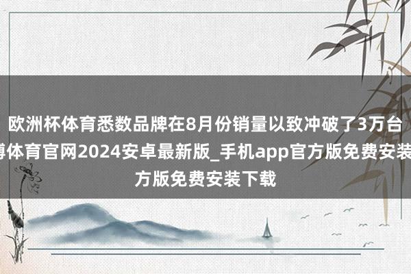 欧洲杯体育悉数品牌在8月份销量以致冲破了3万台-世博体育官网2024安卓最新版_手机app官方版免费安装下载