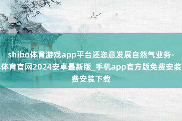 shibo体育游戏app平台还恣意发展自然气业务-世博体育官网2024安卓最新版_手机app官方版免费安装下载